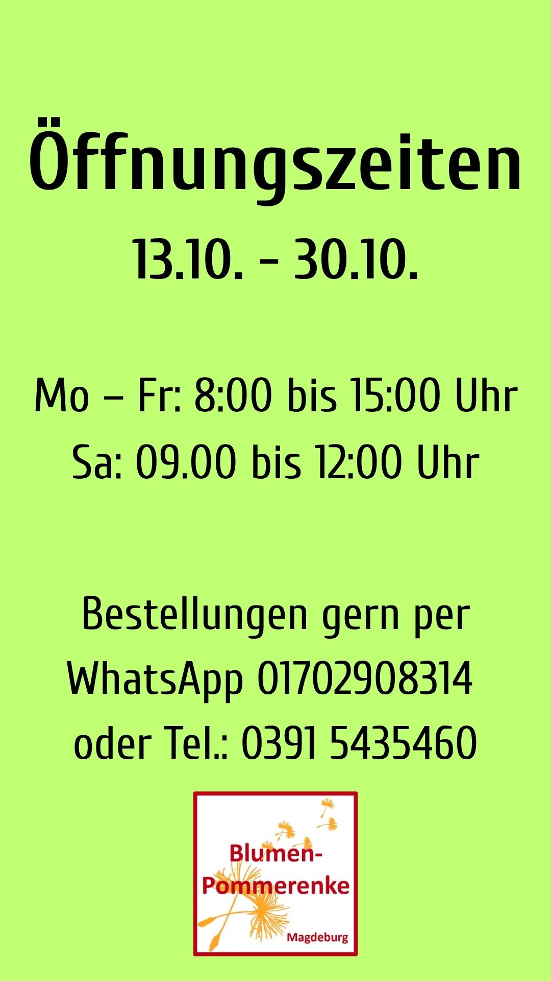 Öffnung Pomm Okt